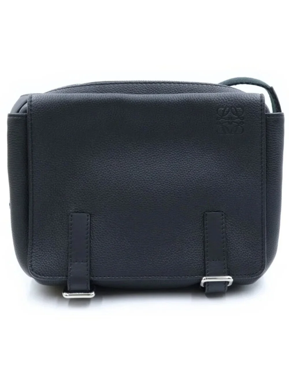 Loewe Anagram Messenger Bag Leather Silver Black